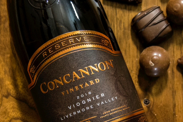 Milk chocolate and wine pairing with Concannon Vineyard Viognier