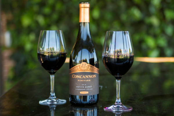A bottle of Petite Sirah at Concannon Vineyard in Livermore, California